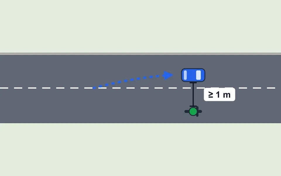 Wyprzedzając rowerzystę, motocyklistę, hulajnogę lub pieszych, zachowaj co najmniej 1 m odstępu.